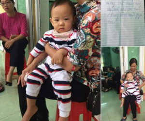 Bé trai 1 tuổi xinh xắn bị bỏ rơi trong giỏ nhựa cùng lá thư nhờ người nuôi hộ
