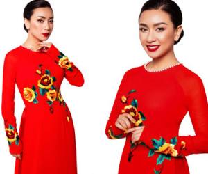 Y Phụng diện áo dài thêu tay tinh xảo