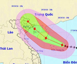 Bão Sarika giật cấp 16 hướng vào Quảng Ninh - Nam Định