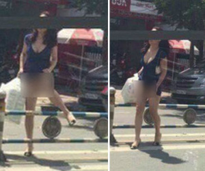 "Chị gái" hớ hênh tốc váy khi qua đường dù không mang nội y khiến dân tình sửng sốt