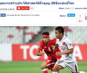 Báo chí Thái Lan chung vui với chiến tích lịch sử của U19 Việt Nam