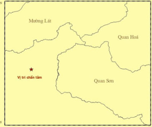 Động đất 3,9 độ Richter tại khu vực Thanh Hóa gần biên giới Việt-Lào