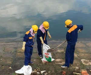 Lấy mẫu nước điều tra nguyên nhân 400kg cá chết tại hồ Linh Đàm