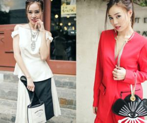 Ninh Dương Lan Ngọc phối trang phục với phụ kiện lạ mắt