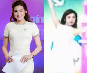 Á hậu Tú Anh vô tư nhảy múa vì tưởng đã hết sóng trực tiếp