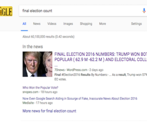 Link kết quả bầu cử Mỹ đầu tiên hiển thị trên Google là giả mạo