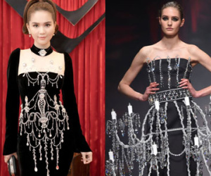 Chiếc đầm "già như mợ" của Ngọc Trinh bị nghi lấy cảm hứng từ Moschino