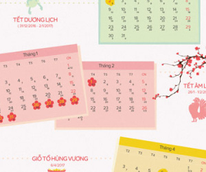 (Infographics) Lịch nghỉ các ngày lễ, Tết năm 2017