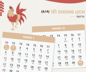 18 ngày nghỉ trong các dịp lễ, Tết năm 2017