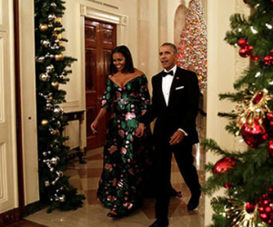 Bà Obama lộng lẫy bên chồng trong tiệc Nhà Trắng