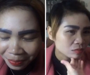 Dù bạn đang trải qua đau khổ gì, cũng không thể bằng cô nàng sang tận... Lào để tậu quả lông mày "đỉa trâu" này