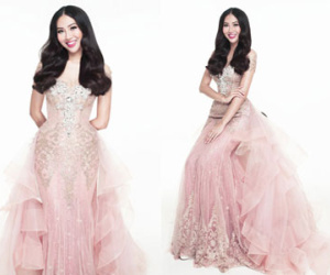 Váy dạ hội màu hồng của Diệu Ngọc tại Miss World