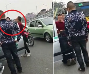 Tài xế taxi bị đánh, phải quỳ xuống xin tha giữa đường phố Hà Nội