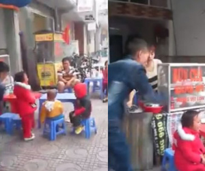Clip gây phẫn nộ: "Ông bố địu con nhặt rác" dùng thắt lưng đánh con gái dã man trên phố