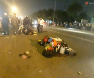 3 xe máy tông nhau, nam thanh niên 19 tuổi ngã đập đầu xuống đường tử vong