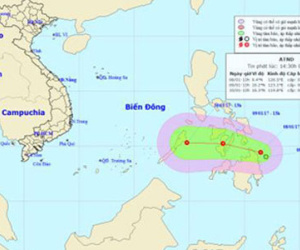 Xuất hiện áp thấp gần Biển Đông