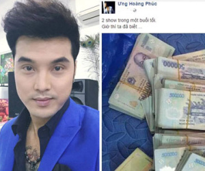 Ưng Hoàng Phúc khoe bọc tiền "khủng" sau một tối đi diễn gây sốt mạng