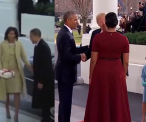 Video đối lập cách Trump và Obama bước xuống xe cùng vợ