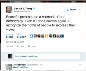 Trump xoa dịu người biểu tình ngay sau chỉ trích trên Twitter