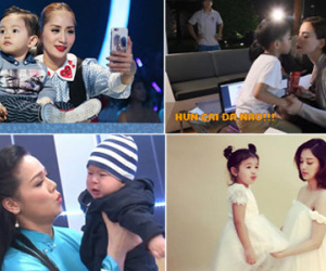 Sao Việt cưng nựng con ở hậu trường khi đang làm việc