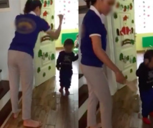 Clip nhiều bé bị cô giáo mầm non dùng dép đánh vào đầu, nhéo tai chửi mắng gây phẫn nộ