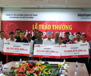 3 người trúng số độc đắc nhận thưởng 127 tỷ đồng cùng lúc
