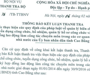 Cao Bằng bổ nhiệm một số cán bộ quản lý không đủ tiêu chuẩn