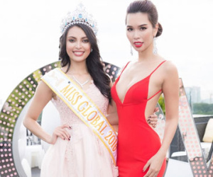Hà Anh gợi cảm bên Hoa hậu Toàn cầu 2016