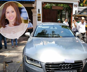 Ô tô Audi của hoa hậu Thu Hoài bị niêm phong đưa về phường do lấn chiếm vỉa hè Sài Gòn