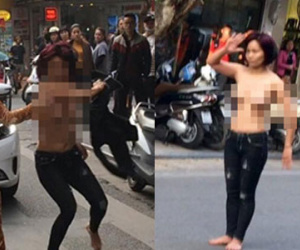 Cô gái trẻ nghi “ ngáo đá”, khỏa thân làm loạn phố cổ Hà Nội