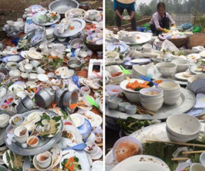 Núi cao vực sâu cũng không khiến các nàng dâu nản lòng bằng việc một mình rửa cả "bãi chiến trường" như thế này