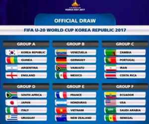 Lịch thi đấu của U20 Việt Nam tại FIFA U20 World Cup 2017