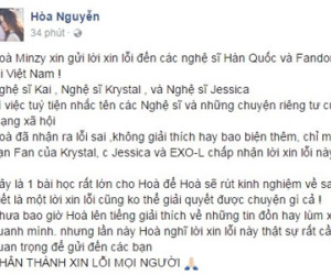 Hòa Minzy viết tâm thư xin lỗi cộng đồng fan Kpop