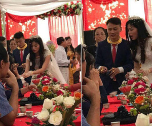 Đám cưới "độc": Chú rể được tặng kiềng vàng đeo kín cổ, cô dâu ngẩn ngơ đứng nhìn