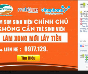 Trả 150.000 đồng qua mạng để được xài SIM làm sinh viên
