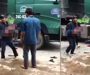 Yên Bái: Bố đau đớn ôm thi thể con trai bị xe tải cán tử vong