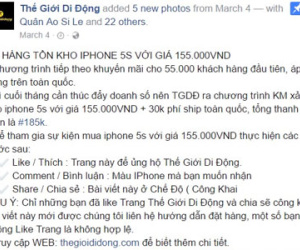 Giả fanpage Thế Giới Di Động bán iPhone giá 155.000 đồng