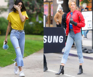 Quần jeans ống loe, xé gấu lên ngôi