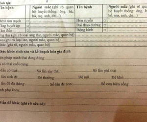 Câu hỏi "số lần phá thai" trong hồ sơ sức khoẻ học sinh tiểu học