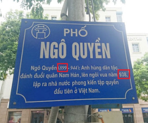 Hà Nội ghi sai năm sinh của Ngô Quyền ở bảng tên đường?