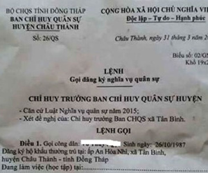 Một phụ nữ 30 tuổi bị gọi đăng ký nghĩa vụ quân sự?