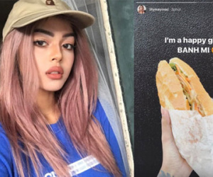 Hot girl Lily Maymac hào hứng khoe ảnh ăn bánh mỳ Việt Nam