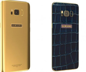 Galaxy S8 phiên bản da cá sấu đính kim cương xanh