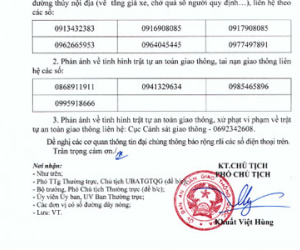 Công bố đường dây nóng về ATGT dịp lễ 30.4 – 1.5
