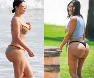 Kim Kardashian lộ "siêu vòng 3" sần sùi, lồi lõm khi chưa photoshop