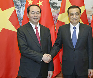 Gặp Thủ tướng Trung Quốc, Chủ tịch nước nhấn mạnh hợp tác sông Mekong