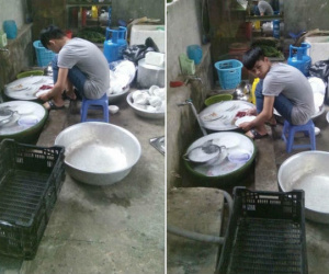 Đi ăn cỗ, chàng trai một mình rửa 6 mâm bát đĩa vì bạn gái đau tay
