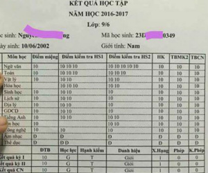 Bảng điểm tổng kết toàn 10 của học sinh lớp 9: Giả mạo để “câu like”