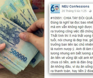 Chàng trai hậu chia tay ngay lập tức đòi 5 triệu đồng tiền quà