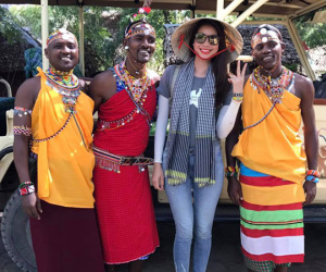 Phạm Hương đội nón lá, đeo khăn rằn trong suốt hành trình ở Kenya